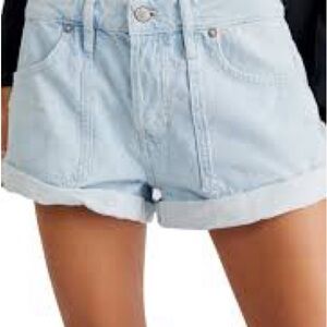 We the Free Beginners Luck cotton denim slouch shorts
